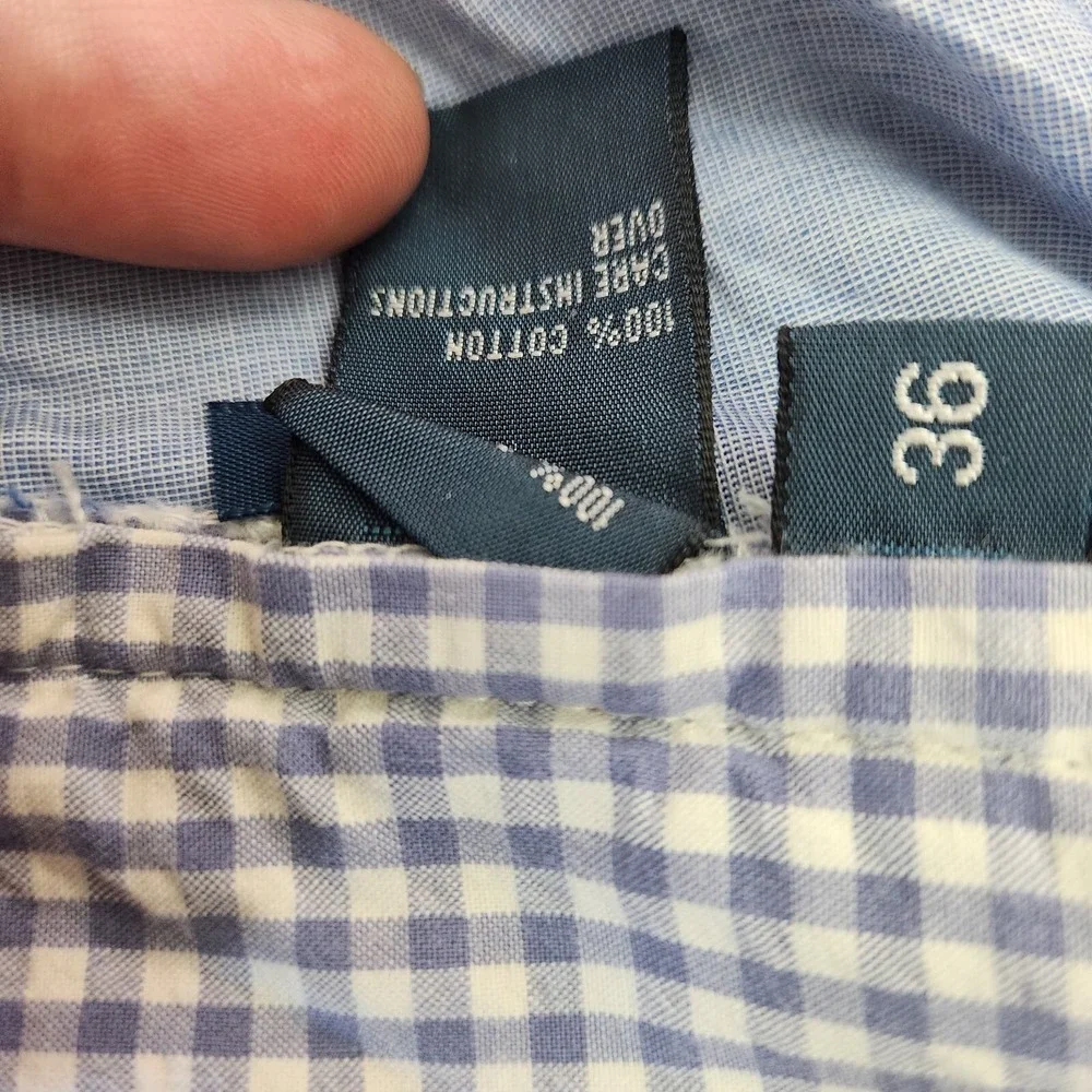 Polo Ralph Lauren Gingham Shorts Mens 36 Blue Seersucker Check Plaid Vintage